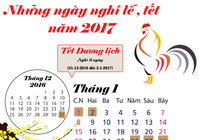 Infographic:Lịch nghỉ lễ, tết cả năm 2017
