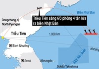 Đường bay 4 tên lửa Triều Tiên phóng ra biển Nhật Bản