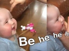 Cười tít mắt với em bé có giọng cười giống cừu con