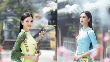 Tiểu Vy duyên dáng trong tà áo dài khoe nét xuân thì tuổi 18