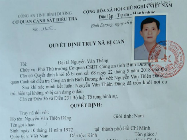 Cựu trưởng phòng TN&MT Dĩ An bị truy nã