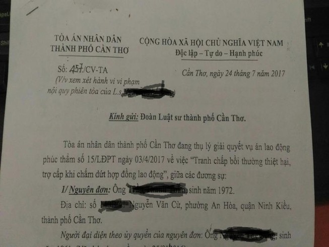 Tạm đình chỉ 12 tháng luật sư vu khống tòa