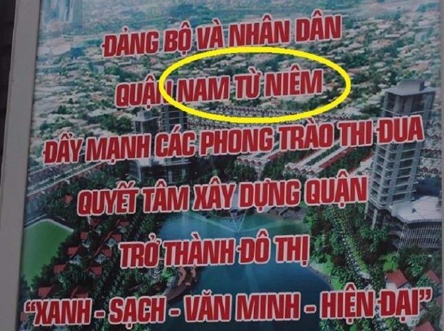 Hà Nội: Khẩu hiệu viết sai tên quận thành 'Nam Từ Niêm'