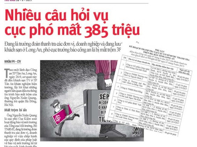 Xác minh giải trình của cục phó mất trộm 385 triệu