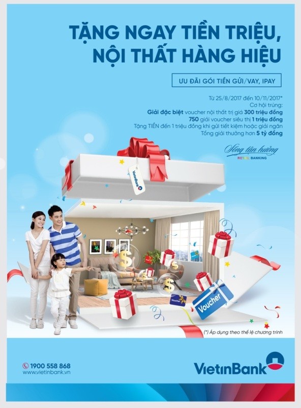 VietinBank: Tặng voucher lên đến 300 triệu đồng