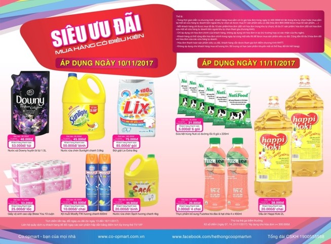 Co.opmart, Co.opXtra giảm giá khủng 3 ngày cuối tuần