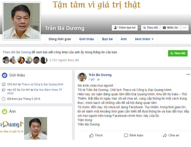 Facebook Trần Bá Dương bị đánh sập: Đại Quang Minh nói gì?