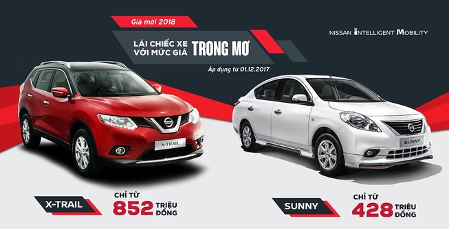 Nissan công bố giá xe 2018: X-Trail, Sunny giảm sâu