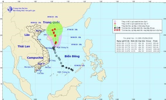 Bão số 2 hướng vào Trung Quốc