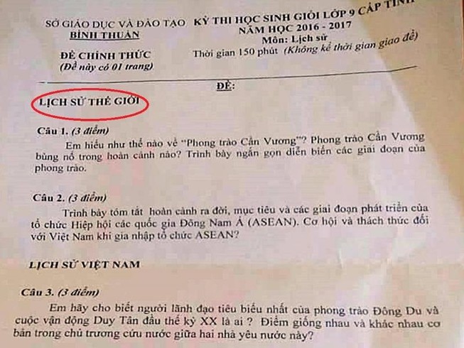 Phong trào Cần Vương được đưa vào thi lịch sử thế giới!