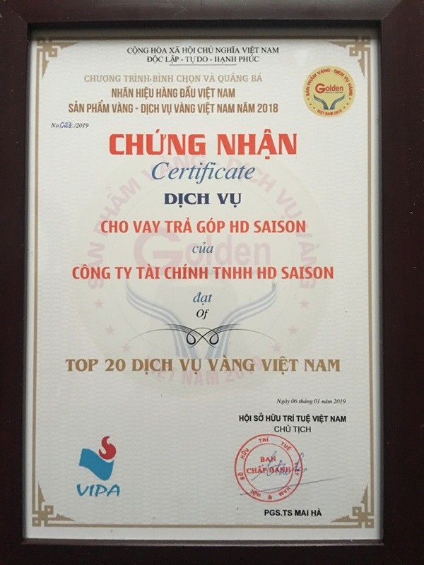HD SAISON vào “Top 20 dịch vụ vàng Việt Nam”