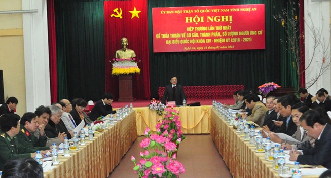 Ứng viên đại biểu Quốc hội khóa XIV của Nghệ An là 35 người