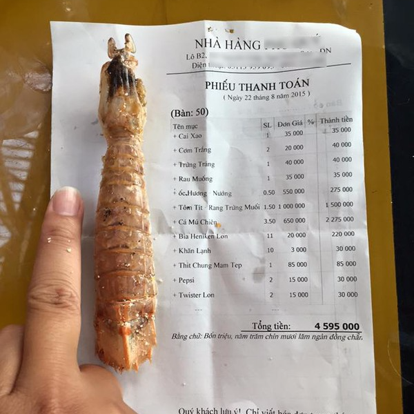 Đà Nẵng: Choáng với hóa đơn ăn trưa hơn... 4,5 triệu đồng