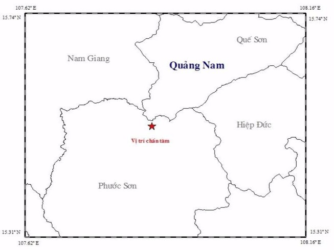 Quảng Nam: Hai trận động đất cách nhau vài phút