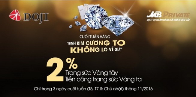 Khách hàng cá nhân tại MB được ưu đãi ở DOJI