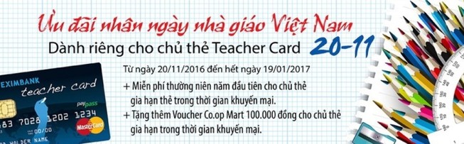 Eximbank: Teacher Card Paypass mừng ngày Nhà giáo VN