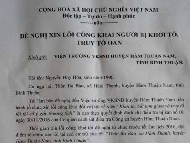 Một nông dân yêu cầu xin lỗi vì bị bắt oan