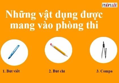 Infographic: Những vật dụng được phép mang vào phòng thi