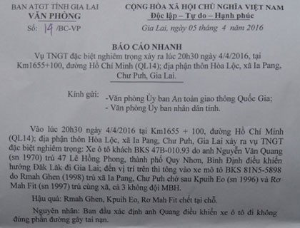 Xe khách tông xe máy, 3 thanh niên tử vong tại chỗ