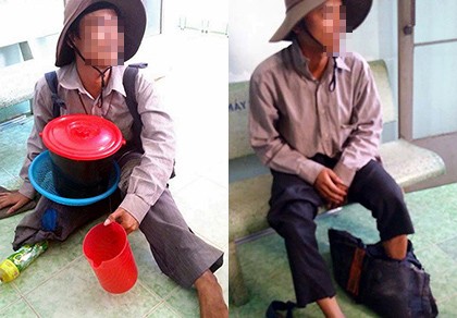 Bắt quả tang thanh niên lành lặn 'ngụy trang' cụt chân đi ăn xin