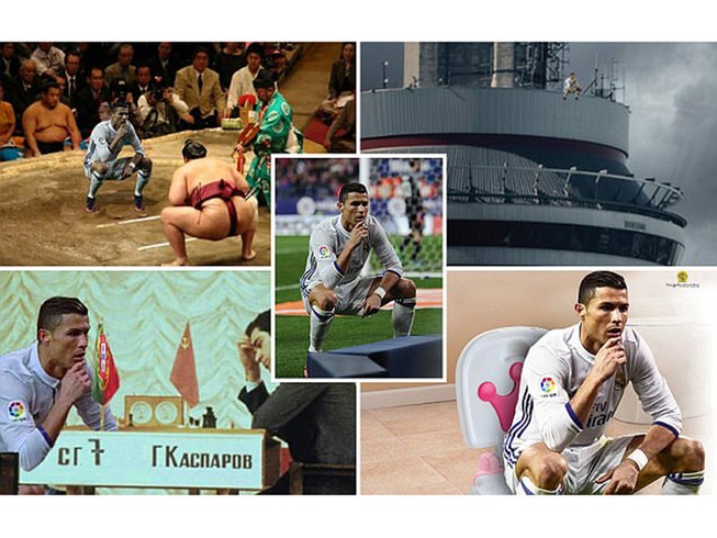 Ảnh chế Ronaldo mừng bàn thắng theo trào lưu đứng hình