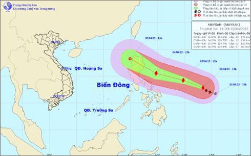 Xuất hiện bão Maysak hoạt động mạnh trên vùng biển Philippines