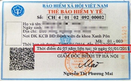 Bổ sung thông tin ‘đủ 5 năm liên tục’ trên thẻ BHYT
