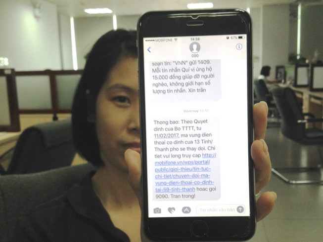Hàng loạt thuê bao MobiFone nhận tin nhắn đổi mã vùng