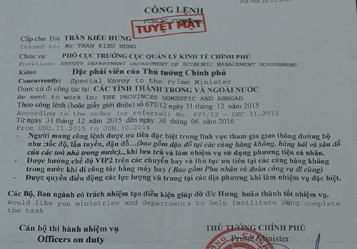 Dùng công lệnh giả của Thủ tướng 'hù' cảnh sát giao thông
