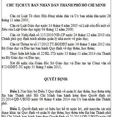 TP.HCM: Giáo viên dạy thêm phải có giấy phép