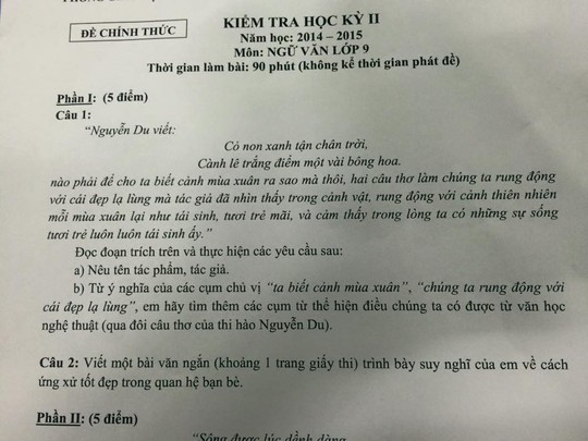 Đề thi ngữ văn lớp 9 “gài bẫy” học sinh?