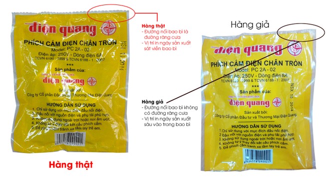 Tịch thu phích cắm điện giả nhãn hiệu Điện Quang