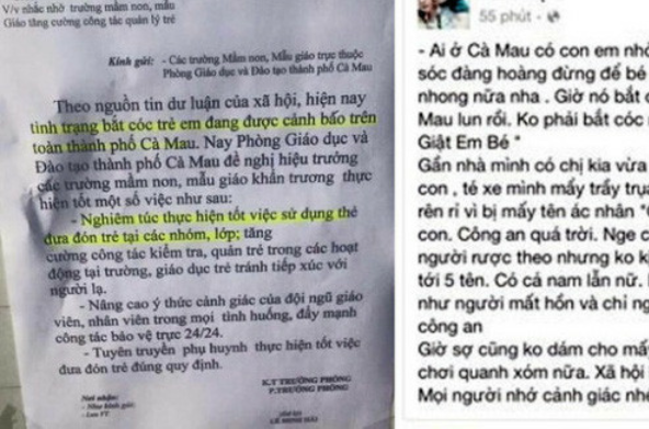 Rút 'cảnh báo tình trạng bắt cóc trẻ em trên toàn TP. Cà Mau'