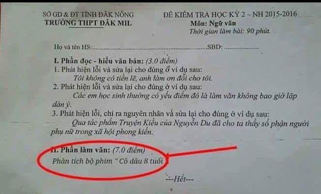 Không có chuyện trường ra đề thi phân tích bộ phim 'Cô dâu 8 tuổi'