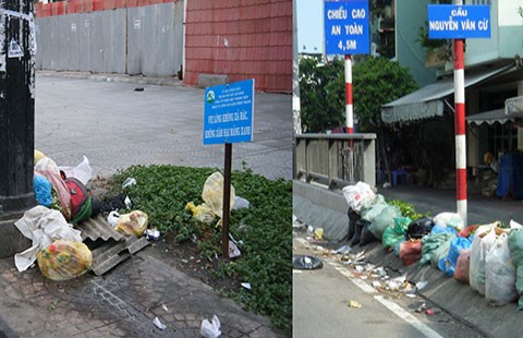 Đổ rác bừa bãi giữa phố
