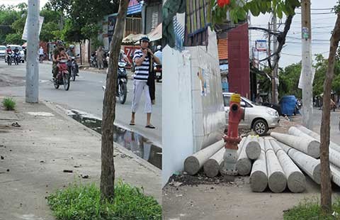 Dời đống trụ điện có thể chèn người đi đường