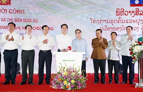 Thủ tướng dự lễ khởi công dự án muối mỏ kali tại Lào