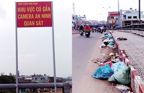 Có camera, cầu Chợ Cầu vẫn ngập rác