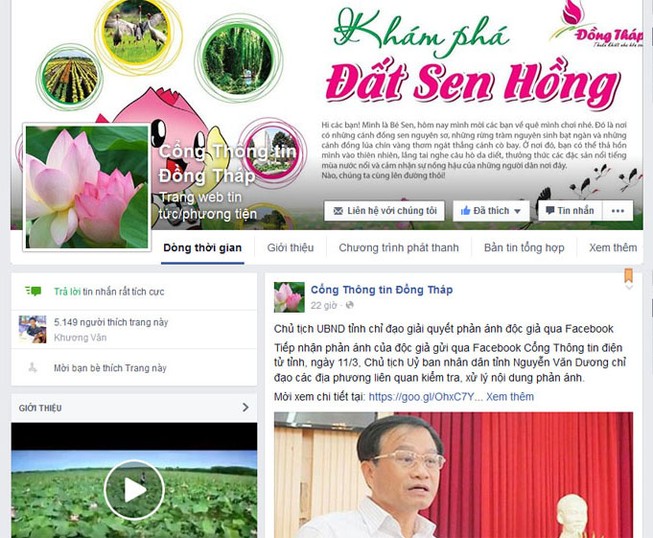 Đồng Tháp chỉ đạo trả lời phản ánh người dân qua Facebook