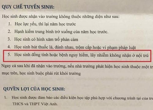 Không nhận học sinh đồng tính vì… thiếu điều kiện