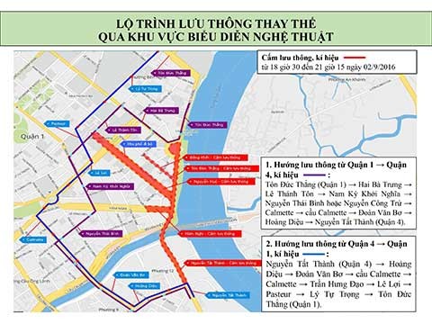 Cấm lưu thông hàng loạt đường ở trung tâm TP.HCM