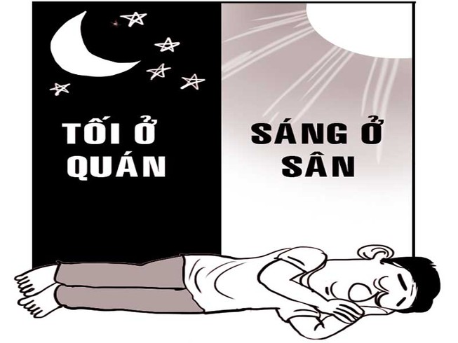Ngủ ở quán, tỉnh dậy tại sân quần vợt