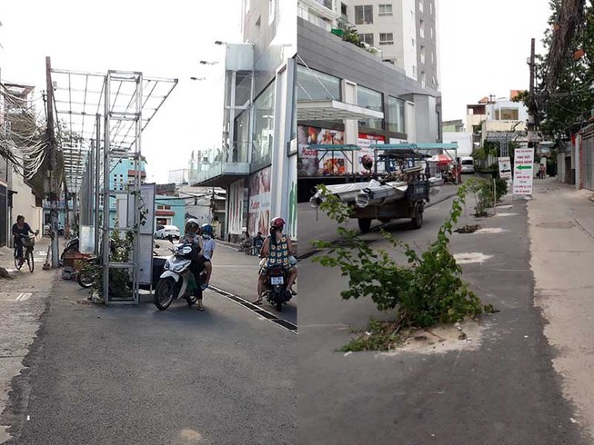 Tòa nhà Sunny Plaza đã tháo khung sắt giữa đường