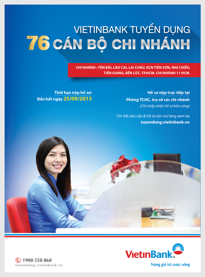 VietinBank tuyển dụng cán bộ trên toàn hệ thống