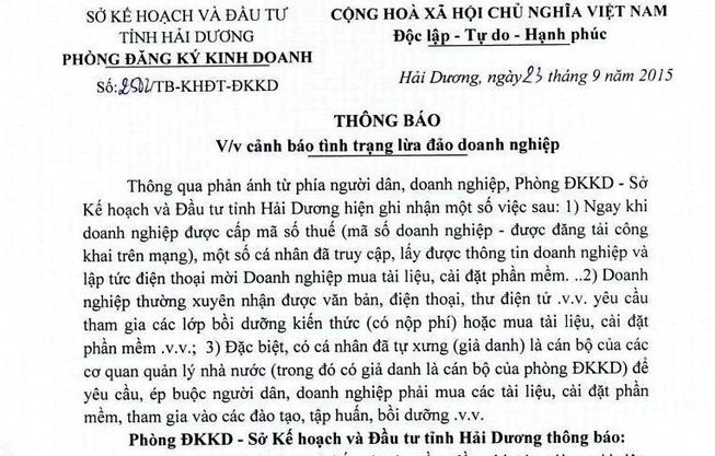 Giả danh cán bộ đi lừa đảo doanh nghiệp