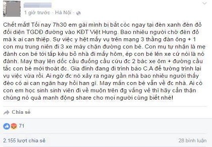 Thông tin bé gái bị bắt cóc ở quận Long Biên là bịa đặt