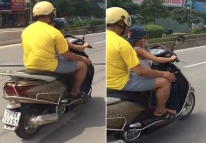 Công an làm việc với người cha cho con 6 tuổi lái xe máy