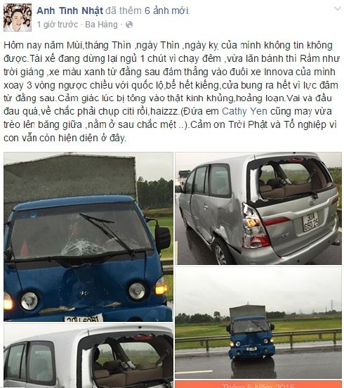 Nhật Tinh Anh gặp tai nạn giao thông khi đi diễn
