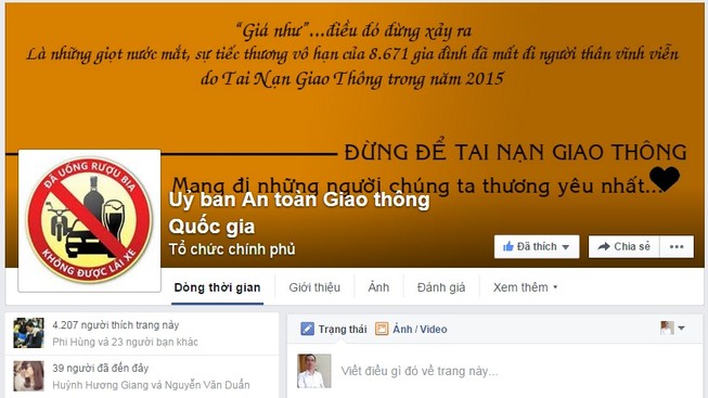 Ủy ban An toàn Giao thông lập Facebook nhận góp ý từ người dân