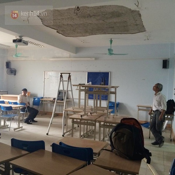 Trần nhà Trường Đại học Hà Nội đổ sập, 1 nữ sinh bất tỉnh - ảnh 2
